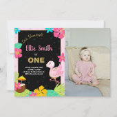 Photo 1er Flamant rose rose Invitations d'annivers (Devant)