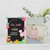 Photo 1er Flamant rose rose Invitations d'annivers (Debout devant)