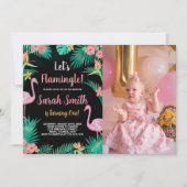 Photo 1er Flamant rose rose Invitations d'annivers (Devant)