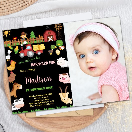 Photo 1ère ferme Barnyard invitations anniversaire