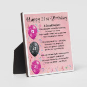 Photo 21e anniversaire Design Grandgirl Poème Plaque (Recto)