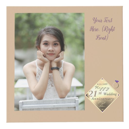 Photo 21e anniversaire Mariage Cube en laiton (Droite)