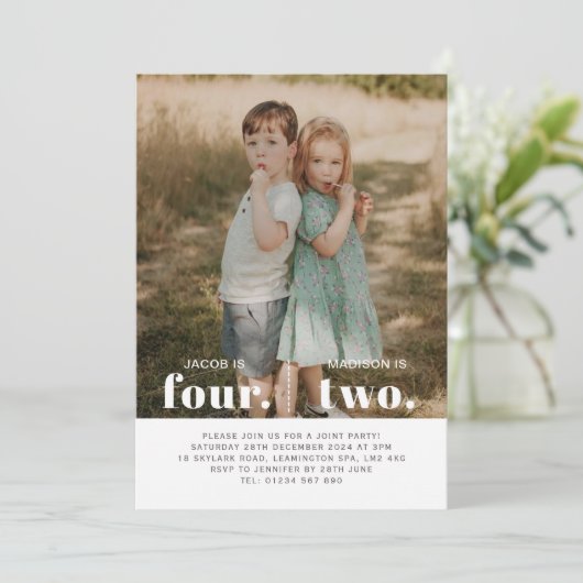 Photo 2e et 4e Invitation d'anniversaire conjointe (Debout devant)