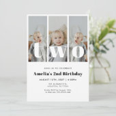 Photo 2nd Birthday Invitation Kaart (Staand voorkant)