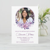Photo 31e anniversaire invitation Floral violet (Debout devant)