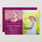 Photo 3Anniversaire Invitation Magenta Parties sci (Devant / Derrière)