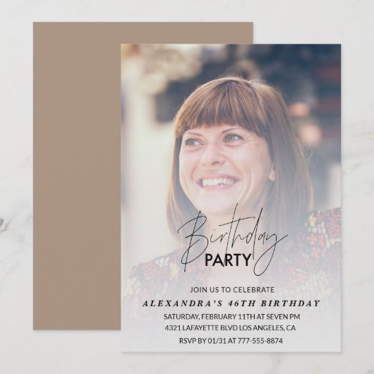 Photo 46e anniversaire invitation Anniversaire fêt (Devant / Derrière)