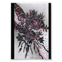 4x6 ACEO. Impression artistique. Rouge et noir