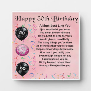 Photo 50e anniversaire Mum Poem Plaque