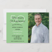 Photo 50th Birthday Party Invitation verte pour lu (Devant)