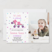 Photo 5th Patinage rose violet Invitations d'anniv (Devant)