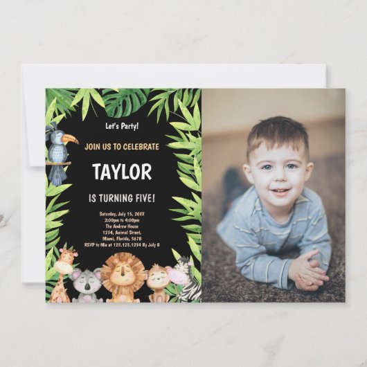 Photo 5th Wild One Birthday Invitations (Devant)