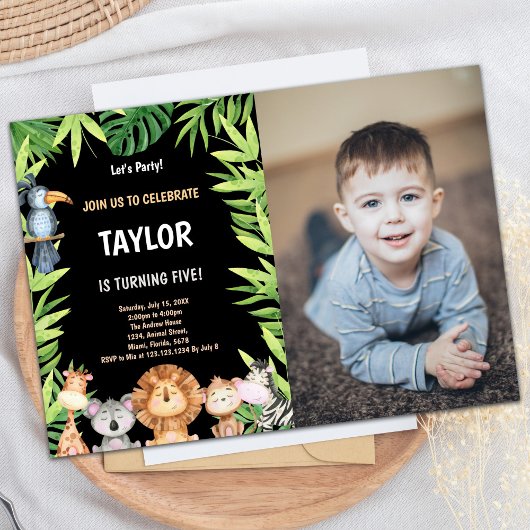 Photo 5th Wild One Birthday Invitations