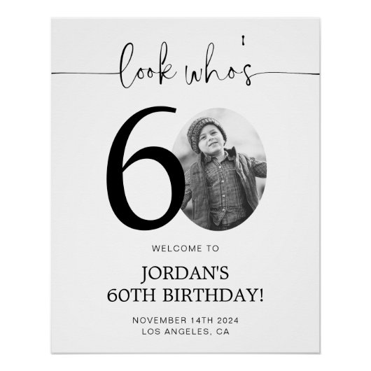 Photo 60e Affiche de bienvenue d'anniversaire | Re (Devant)