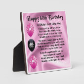 Photo 60e anniversaire Soeur Poem Plaque (Recto)