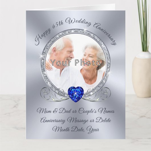 Photo, 65e anniversaire du Mariage Cartes pour les (Devant)
