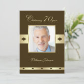 Photo 70th Birthday Party Invitation Brown (Debout devant)