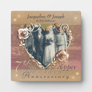 Photo 7e anniversaire du Mariage Coppery Rose Plaque pho