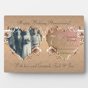 Photo 7e anniversaire Mariage Coppery Rose Plaque