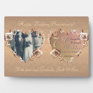 Photo 7e anniversaire Mariage Coppery Rose Plaque