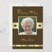 Photo 90th Birthday Party Invitation Brown (Devant)