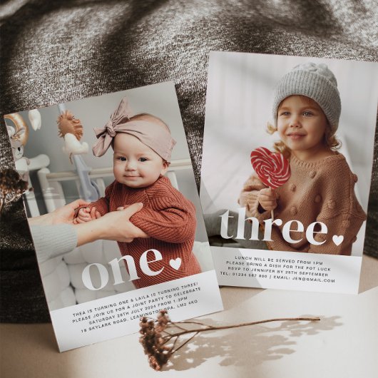 Photo à double face Invitation d'anniversaire - Co