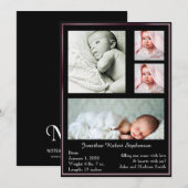 Photo à plusieurs cadres noir et rose Faire-part b (Devant / Derrière)
