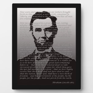 Photo Abraham Lincoln & Gettysburg Adresse Plaque