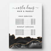 Photo Agate Black Gold Marble Salon Prix Menu Plaque (Devant)