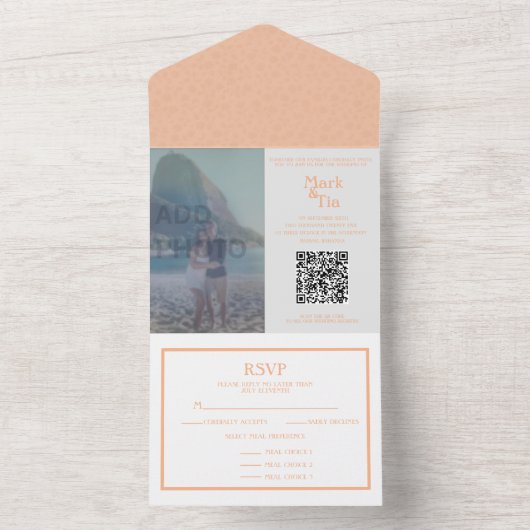 Photo All in One Wedding Invitation avec QR Code (À l'intérieur)