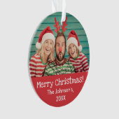 Photo amusante de Noël rouge rustique avant et arr (devant)