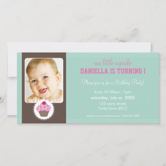 PHOTO ANNIVERSAIRE INVITATION :: cupcake 1L (Devant)
