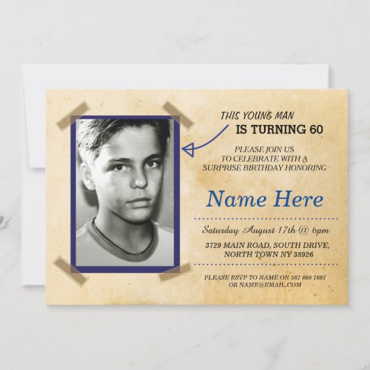 Photo Anniversaire Invitation Vintage Papier à tou (Devant)