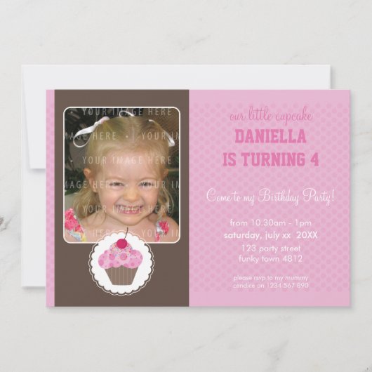 PHOTO ANNIVERSAIRE INVITATIONS :: cupcake 3L (Devant)