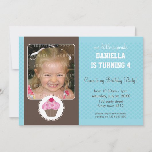 PHOTO ANNIVERSAIRE INVITATIONS :: cupcake 6L (Devant)