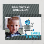 PHOTO ANNIVERSAIRE INVITATIONS :: robot danser 4L (Devant / Derrière)