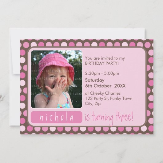 PHOTO ANNIVERSAIRE INVITATIONS :: spotty 4L (Devant)