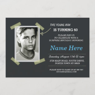 Photo Anniversaire Vintage Black Invitation Mens 5