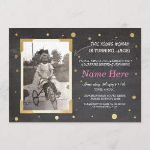 Photo Anniversaire Vintage Chalk Invitations femme