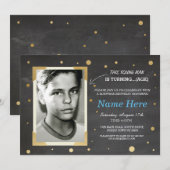 Photo Anniversaire Vintage Chalk Invitations Mens  (Devant / Derrière)