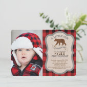 PHOTO/ANY AGE - Bear Boy Birthday Invitation Kaart (Staand voorkant)