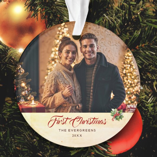 Photo Aquarelle Vintage Script Premier Noël