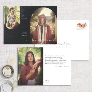 Photo Arc Noir Alors/Maintenant Faire-part de grad