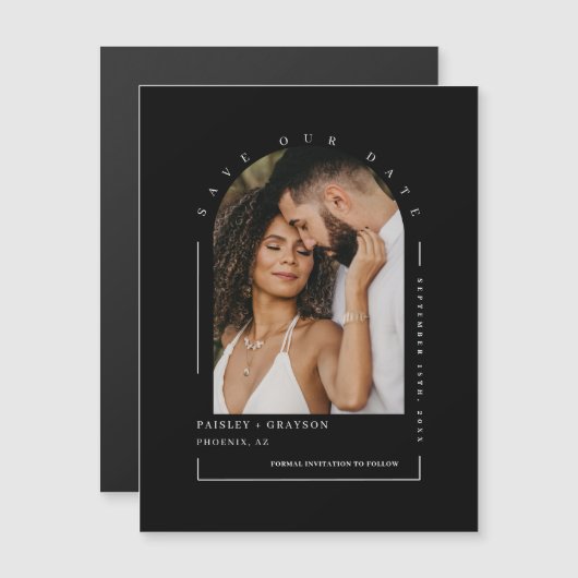 Photo Arc Noir Blanc Enregistrer Notre Date Carte (Devant / Derrière)