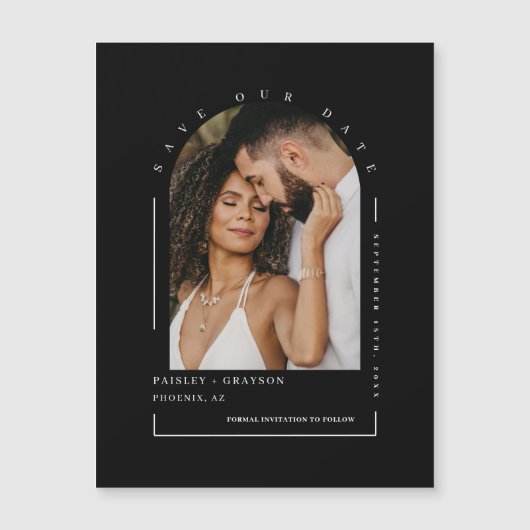 Photo Arc Noir Blanc Enregistrer Notre Date Carte (Devant)