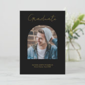 Photo Arch Afstuderen Black Gold-aankondiging Kaart (Staand voorkant)