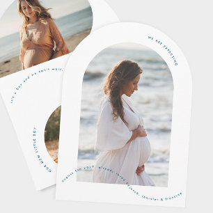 Photo Arch Baby Blue zwangerschapsaankondiging Kaart