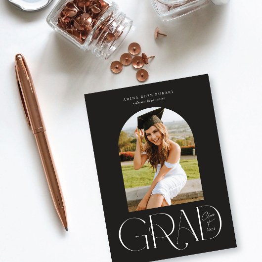 Photo Arché moderne Faire-part de graduation noire