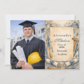 Photo Architect Graduation Blueprint Design Aankondiging (Voorkant)