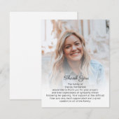 Photo avec message personnel Merci funéraire (Devant / Derrière)